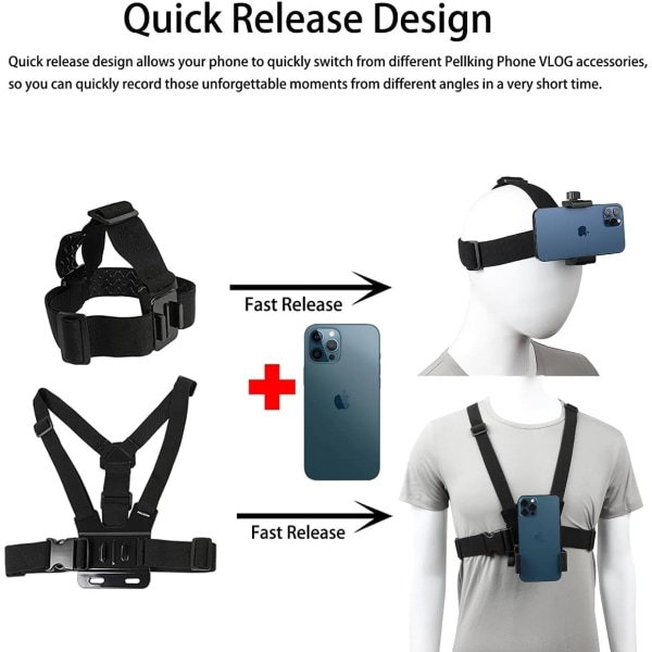 Hero Action Camera Tillbehör Kit, Ny Snabbfrigörande Bröstrem