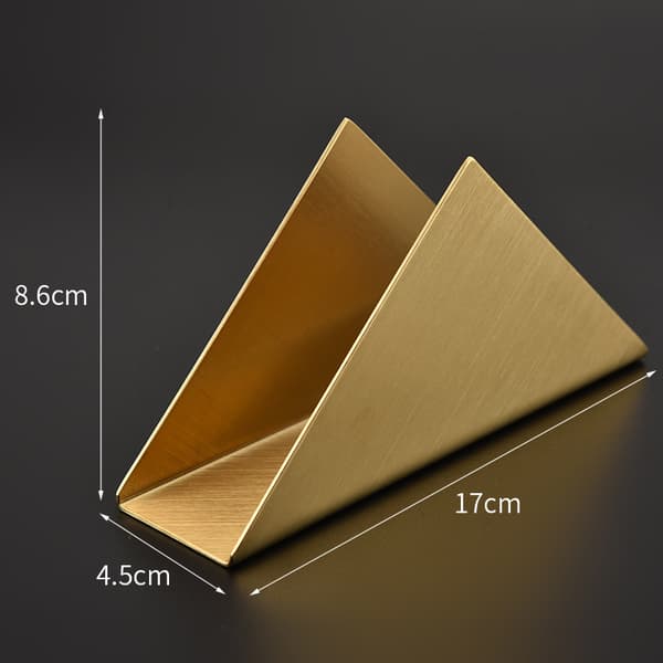 Guld-17 x 4,5 cm servietholder i rustfrit stål, trekantet servietholder