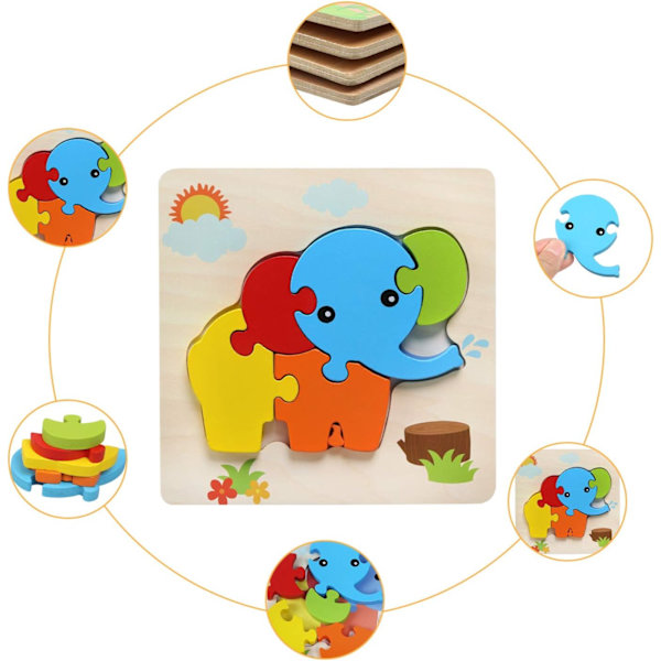 Set med 4 baby-spel - Träpussel (djur på zoo), Montessori-leksaker