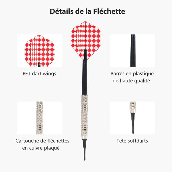 Plasttupp Dart, 12 stk Soft Tip Dartsett med 100 stk erstatningstupper