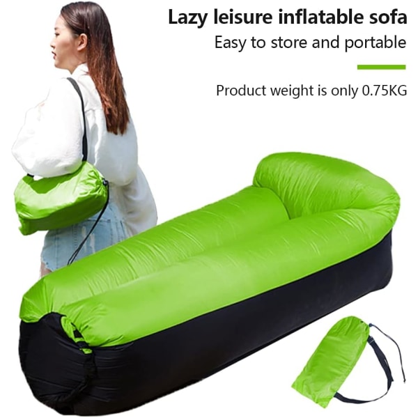 (Grön) Uppblåsbar lätt och vattentät bärbar soffa med konstruktion