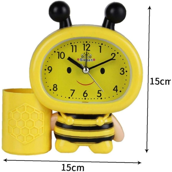 Cartoon Bees Alarm Clocks Multi Functional Pen Holder Timepiece f