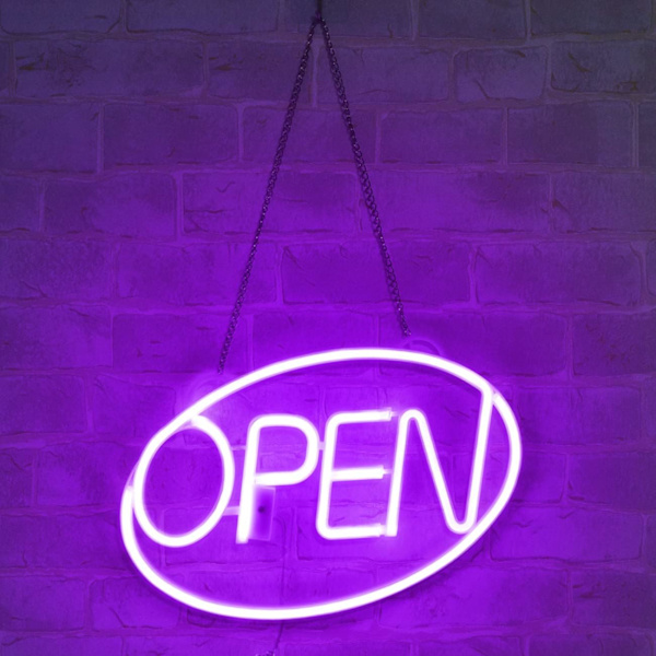 (Lila) Neonljusskylt med LED-upplysta bokstäver för butik,