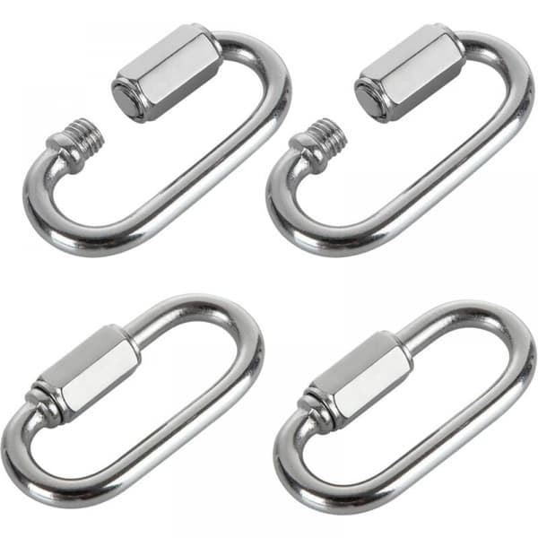 16-pack M5 låsbara karbinhakar med snabbkoppling 304 D-form miniskruv