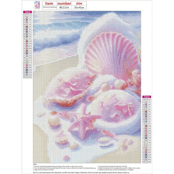 Diamond Painting for Adults, Pink Shells Diamond Painting Complet