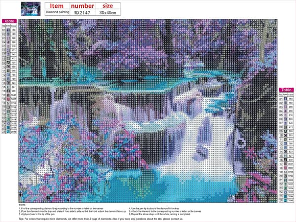 Diamantmålning för vuxna, 40x30cm Landskap Vattenfall Full 5D