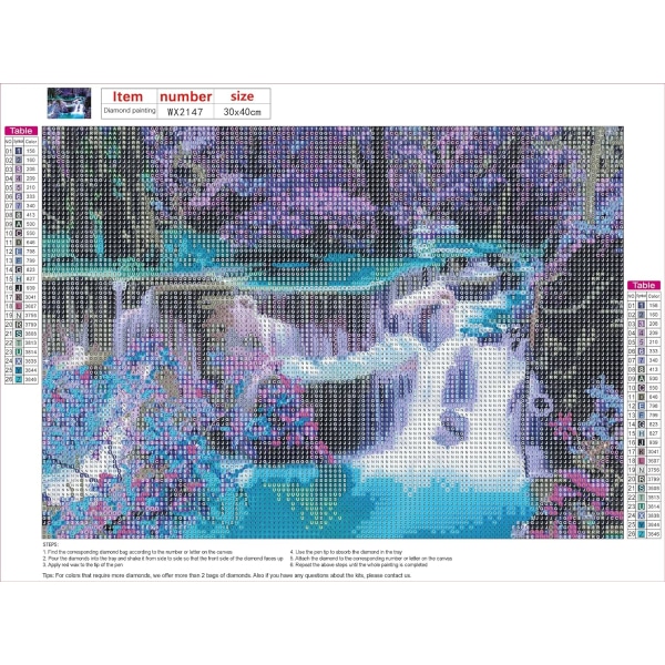 Diamond Painting for Adults, 40x30cm Landscape Waterfall Full 5D