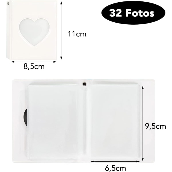 Fotokort - Mini fotoalbum - Hvid 11 x 8,5 cm - Fotoalbum -