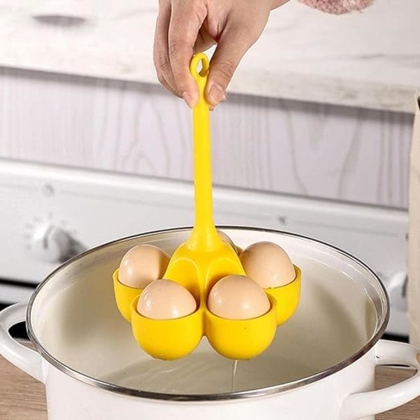 Äggpocherare, förvara och servera ägg, hårdkokt äggkokare för att göra mjuka ägg och 5 kylskåpshållare för enkel matlagning