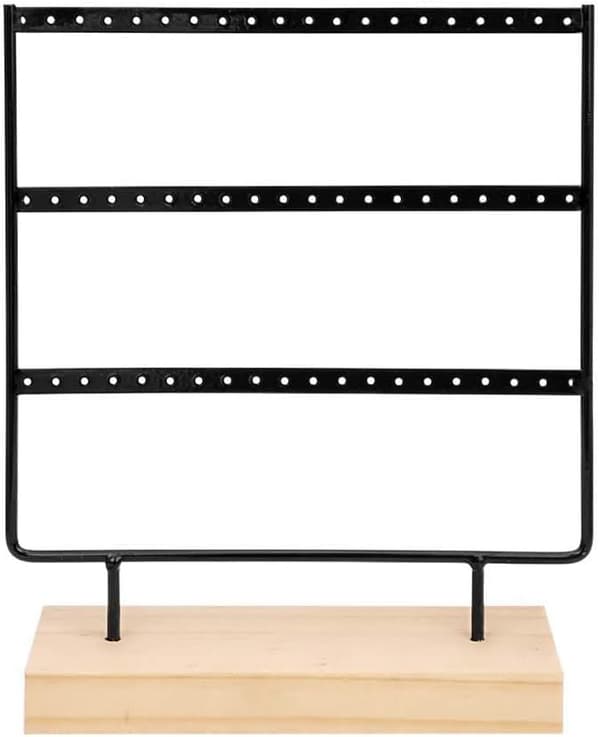 Smykkearrangør, træ- og metalørering-displaystativ, vintage