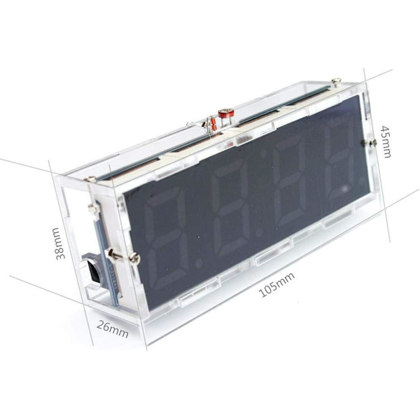 DIY elektronisk ur-kit (rød) - 4 LED digitalt ur-kit automatisk visning af tid og temperatur
