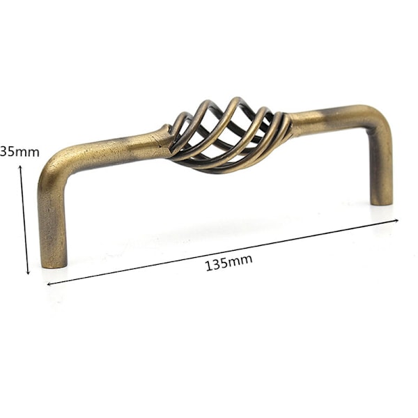 Set med 4 antikke Inconel skuffhåndtak for kommoddører - bronse/