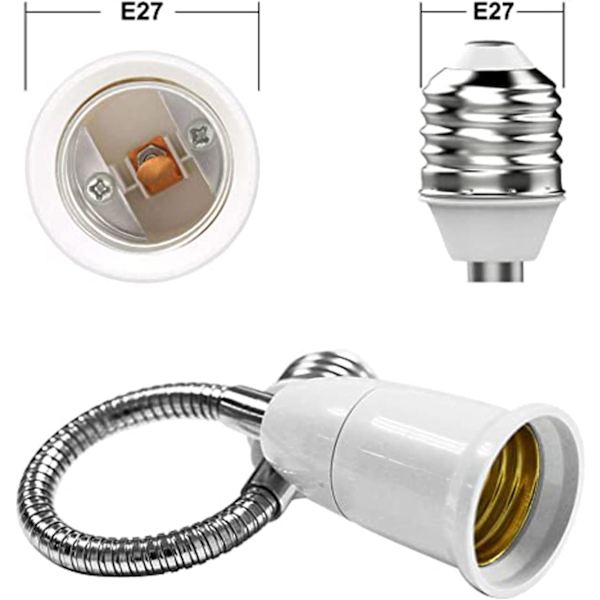 4 stk. E27 til E27 forlenger, forlengelsesadapter for lampe, pæreforlenger