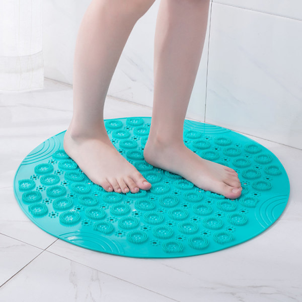 55x55cm, Grön PVC Rund Massage Badmatta Halkskyddad Duschmatta Anti