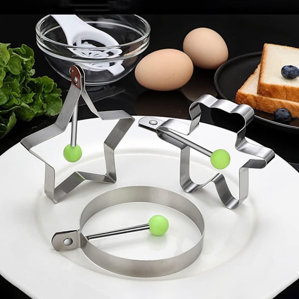 Sæt med 4 Kitchen Craft - Rustfrit stål stegte ægforme, 8,5 cm