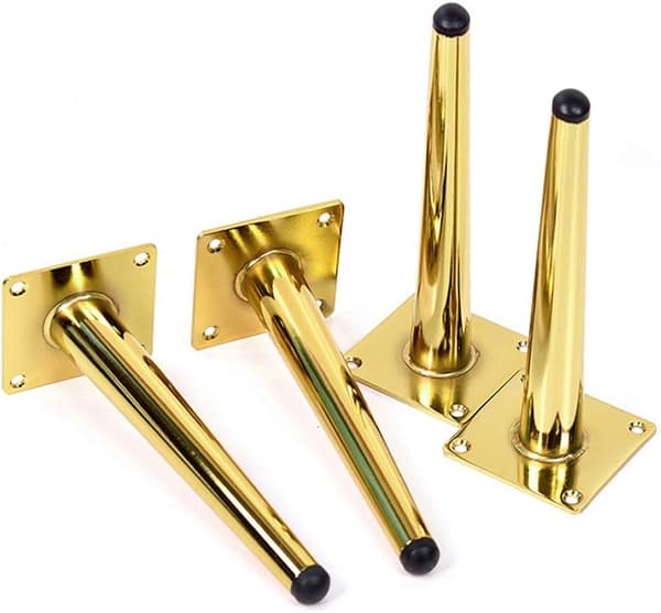 4 st sneda bordsben 15 cm metallskåpsben, konformade möbelben