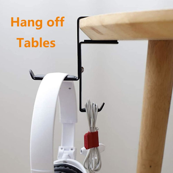 Spillhodeholder for gaming - Svart - Krokholder - Justerbar - Skrivebord