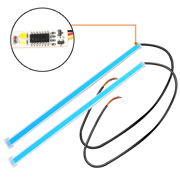 2 stk fleksibel LED-lysstripe, 60 cm ultratynn bil LED-rør blinklys