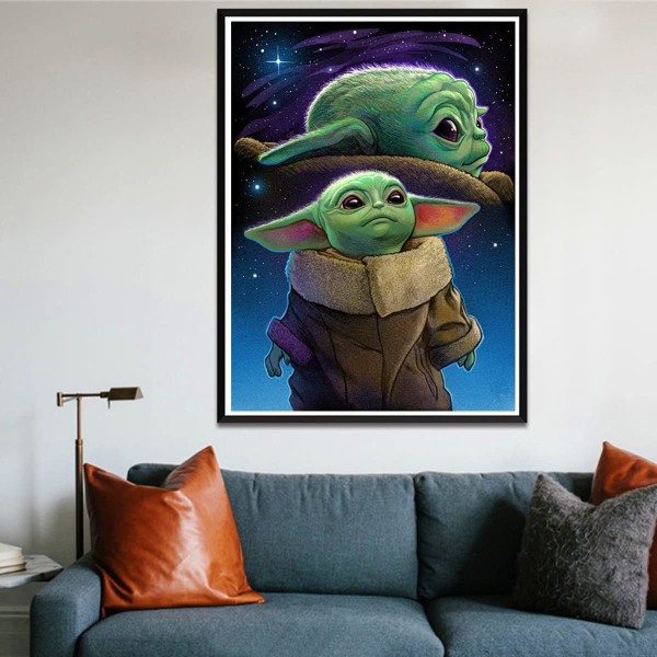 Baby Yoda 5D Diamond Painting Kit til jul, DIY Full Rhinest