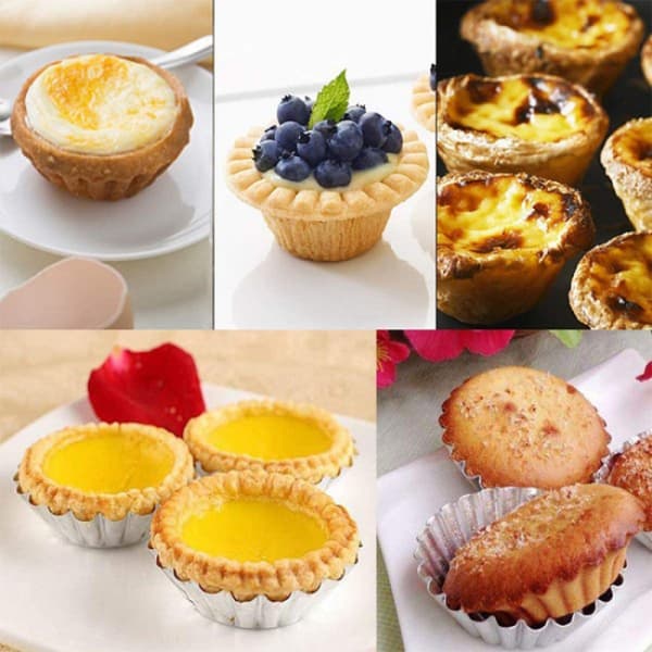 6 stk. kakepanne i rustfritt stål, rund paiform, blonder, baking, sjokolade