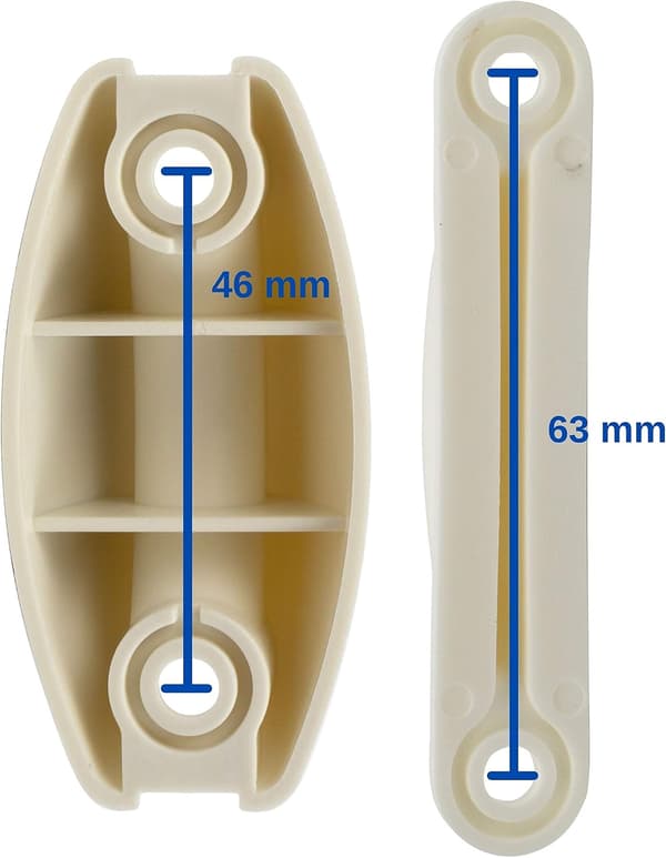 Dørgreb til campingvogn og autocamper, 46 mm og 63 mm hul afstand,