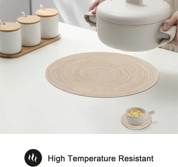 38 cm vävda runda placemats värmeisolering halkfri flätad Cotto
