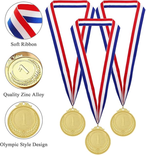 Diameter 5cm medaljer for barn, 12 stykker olympisk stil gullmetall
