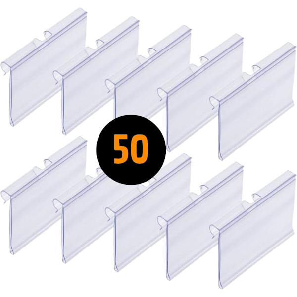 Sett med 50 prisetiketter for T-kroker. Etikett som måler 42 x 60 mm.