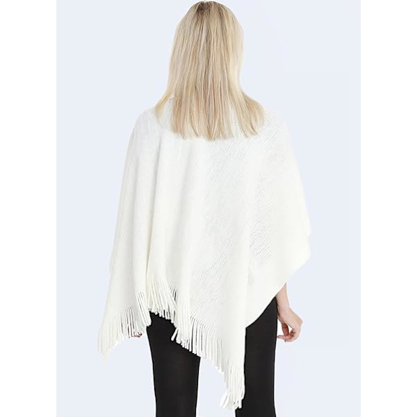 1 st poncho sjal (vit) dam vinter elegant tröja cape fickor