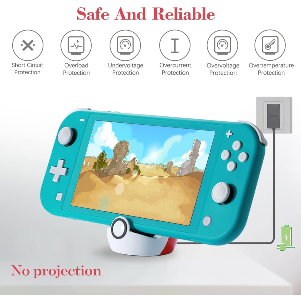 Mini ladestasjon for Nintendo Switch/Switch Lite/Switch OLED,