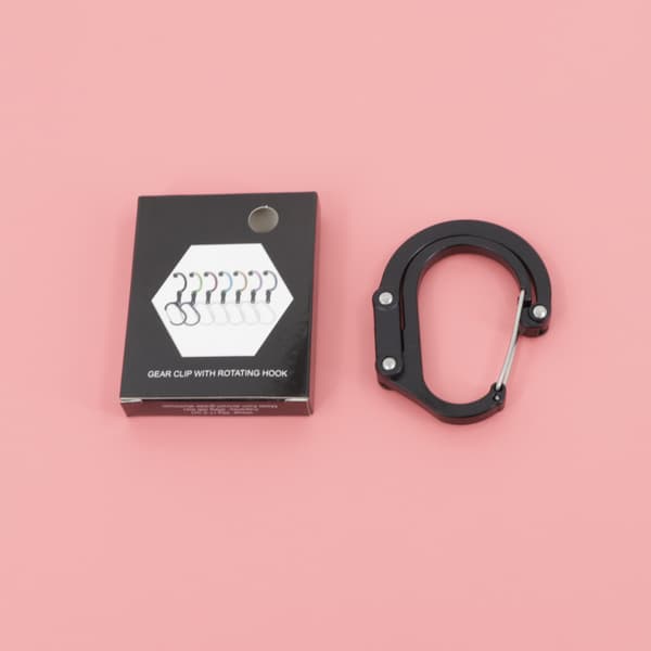 Svart 2-pack D-typ multifunktionell roterande spänne karbinhake utomhus