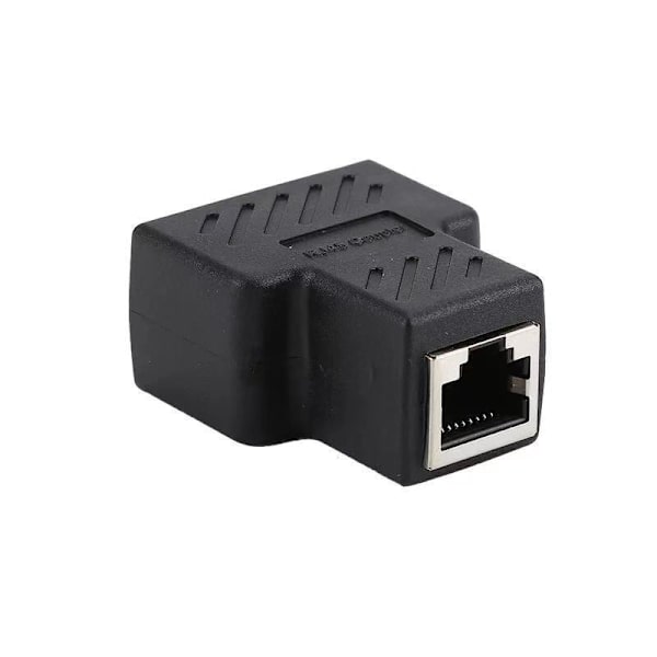 Musta Rj45-jakajasovitin 1-2-porttinen naaras-naaras-verkko