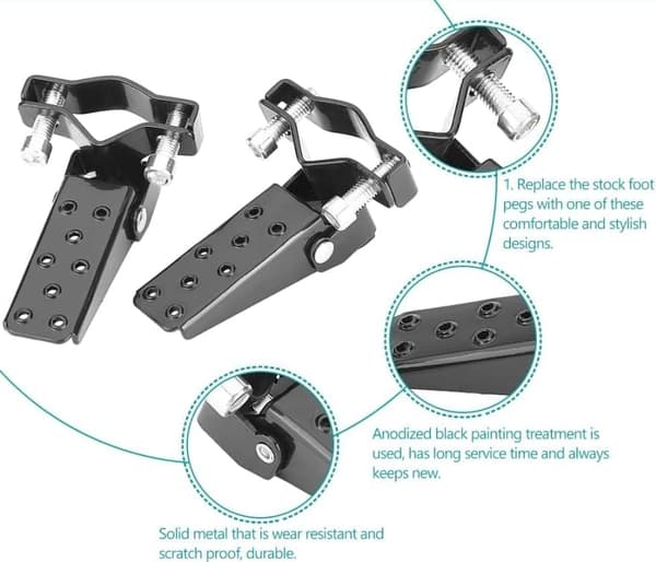 Sorte - 1 par metalpedaler til motorcykelramme