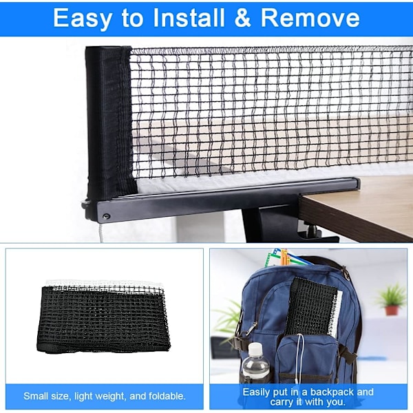 2 st Retractable Tennisnät Justerbar Polyester Ping Pong Nät T