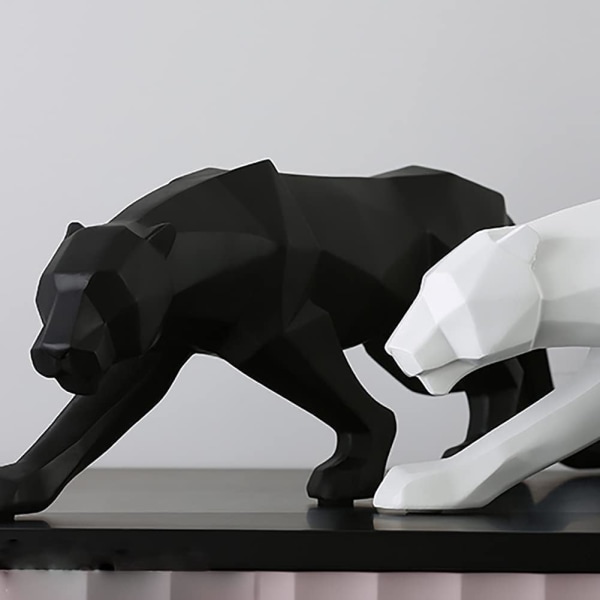 (S 26*5*8cm, hvid) Panther Skulptur Ornamenter Geometrisk Skulptur