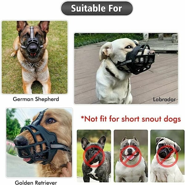 Hunde maske, hundemundkurv med åndbart net og holdbart nylon hovedbånd
