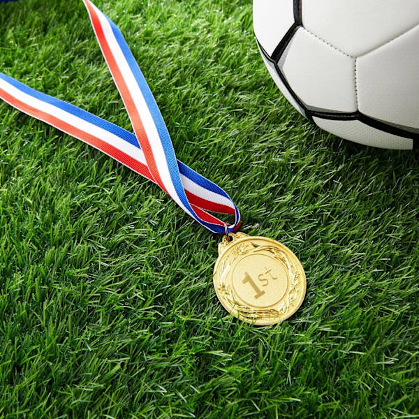 Gullmedaljer for vinnere, sett med 6 førsteplass olympiske medaljer for