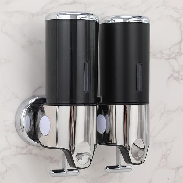 Veggmontert såpedispenser - Såpedispenser - Ingen boring nødvendig - Dobbelthode - 1000 ml - 180 x 95 x 240 mm - Svart