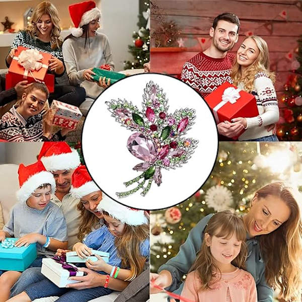 Bukett Brosch (Ros), Kristall Brosch för Kvinnor, Dam Brosch, för Flickor Födelsedagspresent Jul Bröllopsfest Tillbehör