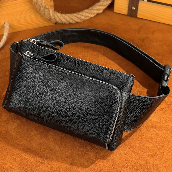 Vintage Læder Fanny Pack Talje Taske til Mænd Kvinder Rejser Vandring
