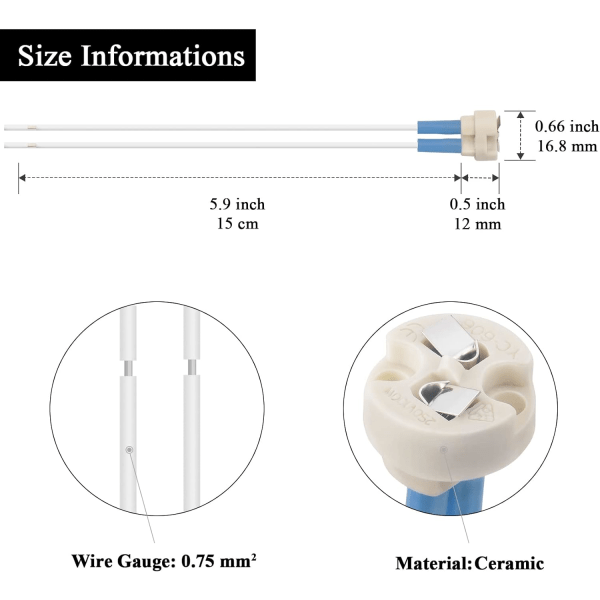 Bin-pin base 10Pcs, Connector G4, GU3.5, G6.35, GY6.35, GX5.3, GU