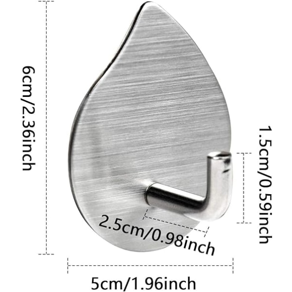 4 st (Silver) Självhäftande krokar, Självhäftande väggkrokar, Vattentät Rostfria Krokar i Rostfritt Stål Inga Borrningar för Sovrum Badrum Kök
