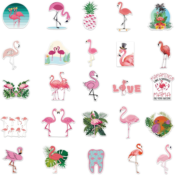 50 stk Flamingo-klistremerker, Flamingo-klistremerker, Motorsykkelklistremerker