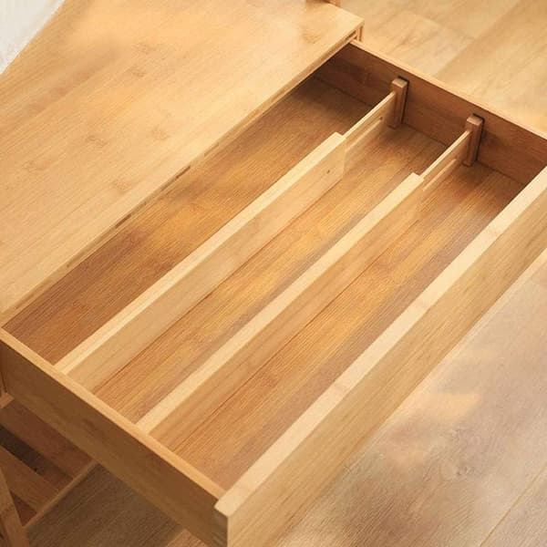 Justerbara lådindelare i bambu för kök (4-pack)