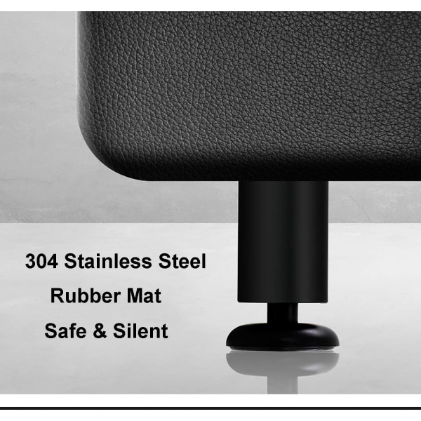 4x Stålmøbelben, Sort, 80mm Rustfrit Stål Kontor Sofa Ta