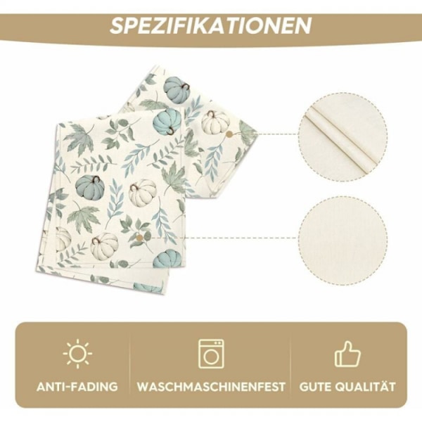 33 x 90 cm Blå Græskar Bordløber til Efterår - Borddekoration