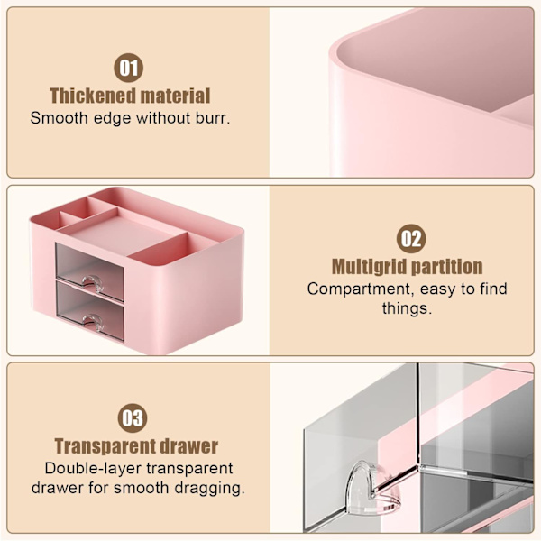 Skrivbordslådearrangör (rosa), skrivbordslådeförvaringsarrangör, brevpapper