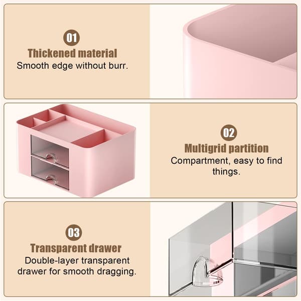 Skrivebordsskuffe Organizer (Pink), Skrivebordsskuffe Opbevaringsarrangør, Stati