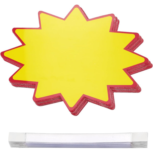 50 stk. Slettelige prisskilt, butikkskilt, gjenbrukbare, Starburst S