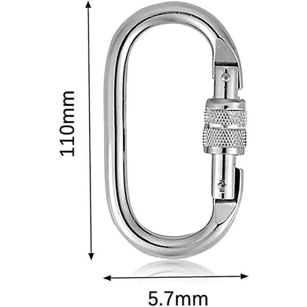 2 stk. 25KN klatrekarabiner, rustfrit stål karabiner O-lås